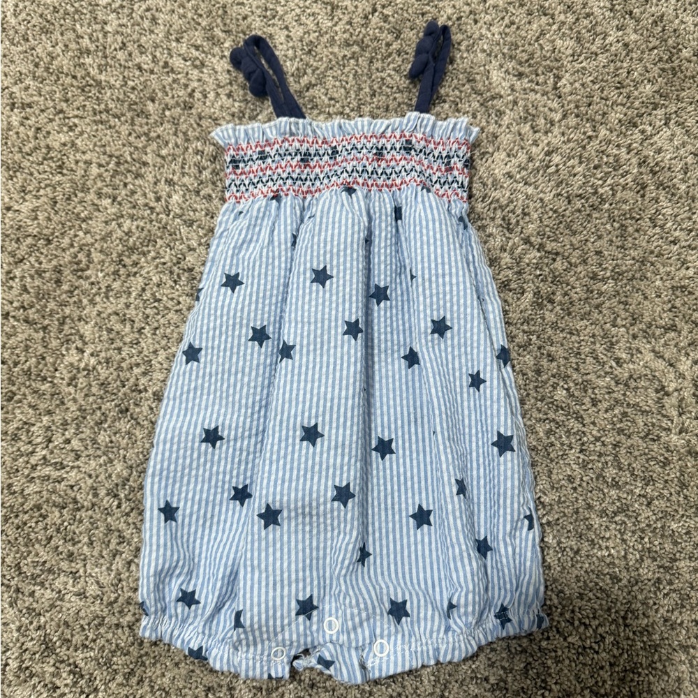 Mud Pie Blue and White Star Romper